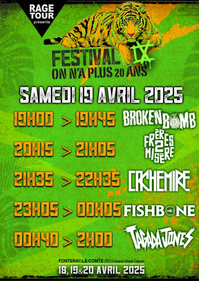 grille horaire concerts 2025 samedi festival On n'a plus 20 ans