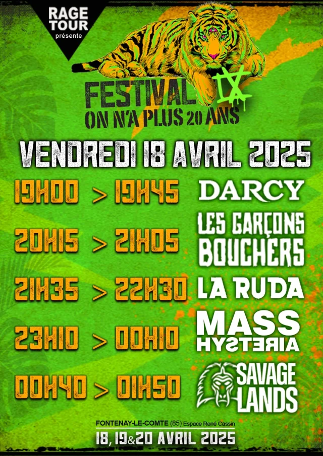 grille horaire concerts 2025 vendredi festival On n'a plus 20 ans